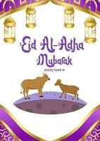 vecteur affiche modèle violet élégant avec thème de content eid al-adha mubarak 2023