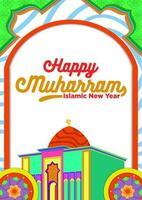 affiche modèle content muharram islamique Nouveau année avec incroyable dessin animé thèmes vecteur