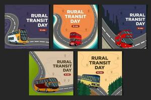 social médias alimente modèles rural transit journée avec le ressentir de une ville autobus voyage vecteur illustration