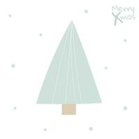 scandinave minimaliste carte postale avec Noël arbre. lumière vert arbre main tiré vecteur