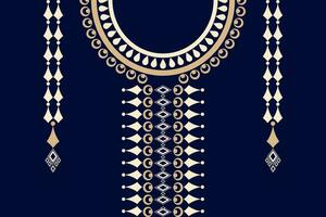 ethnique collier dentelle modèle traditionnel sur noir Contexte. Collier broderie abstrait vecteur illustration. dessins pour mode, mode Hommes, mode femmes, caftan, collier modèle, Collier modèle