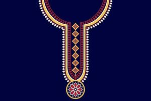 ethnique collier dentelle modèle traditionnel sur noir Contexte. Collier broderie abstrait vecteur illustration. dessins pour mode, mode Hommes, mode femmes, caftan, collier modèle, Collier modèle