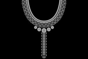 ethnique collier dentelle modèle traditionnel sur noir Contexte. Collier broderie abstrait vecteur illustration. dessins pour mode, mode Hommes, mode femmes, caftan, collier modèle, Collier modèle