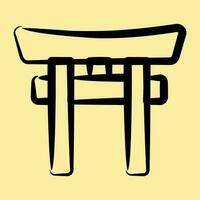 icône torii portail. Japon éléments. Icônes dans main tiré style. bien pour impressions, affiches, logo, publicité, infographies, etc. vecteur