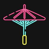 icône Japonais parapluie. Japon éléments. Icônes dans néon style. bien pour impressions, affiches, logo, publicité, infographies, etc. vecteur