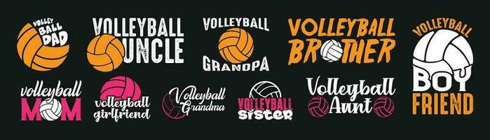 volley-ball famille t chemise conception empaqueter, vecteur volley-ball t chemise conception, volley-ball chemise, volley-ball typographie t chemise conception collection