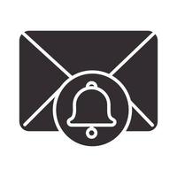 alerte icône email réception alarme attention danger point d'exclamation précaution silhouette style conception vecteur