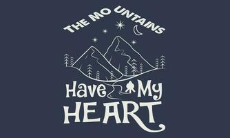 le Montagne avoir mon cœur T-shirt conception vecteur