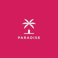 paradis logo, maison, porte, paume arbre, feuille icône logo et vecteurs vecteur