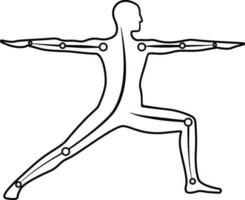 vecteur contour icône de yoga asana guerrier pose avec membres. illustration pour logo, impressions, timbres, scrapbooking, DIY, graphique conception.