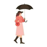 une mignonne couple est étreindre en dessous de le parapluie. romantique relation, protection de problèmes, soutien, se soucier et l'amour. Stock illustration vecteur