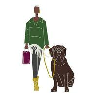 femme avec une chien. vecteur illustration isolé sur blanc Contexte. minimalisme. animaux domestiques.