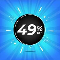 49 pour cent désactivé. bleu bannière avec quarante-neuf pour cent remise sur une noir ballon pour méga gros ventes. vecteur
