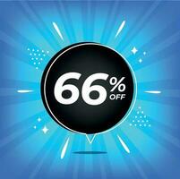 66 pour cent désactivé. bleu bannière avec soixante six pour cent remise sur une noir ballon pour méga gros ventes. vecteur