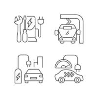 jeu d'icônes linéaires de charge de véhicule électrique vecteur
