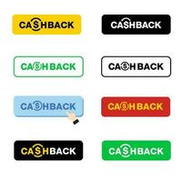 cashback un service icône ensemble, vecteur en espèces retour isolé bouton sur blanc background.vector illustration