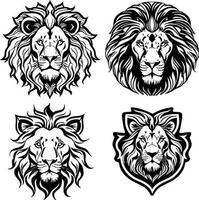 Lion tête logo vecteur pochoir ensemble