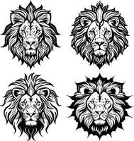 Lion tête logo vecteur pochoir ensemble