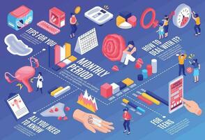 menstruel cycle isométrique organigramme vecteur