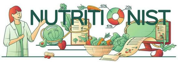 nutritionniste diététicien diététicien composition vecteur