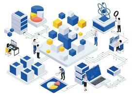 isométrique Les données cubes organigramme vecteur