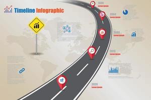 business roadmap chronologie infographique avec pointeur conçu pour abstrait modèle jalon élément moderne diagramme processus technologie marketing numérique données présentation graphique illustration vectorielle vecteur