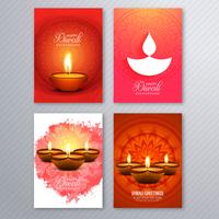 Affiche avec un diya pour le modèle de flyer coloré de diwali collectio vecteur