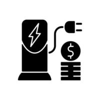 icône de glyphe noir de coût de charge vecteur