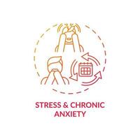 icône de concept de gradient rouge de stress et d'anxiété chronique vecteur