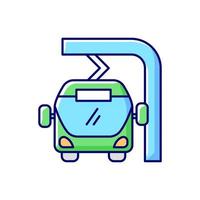 bus électrique en route chargeant l'icône de couleur rvb vecteur