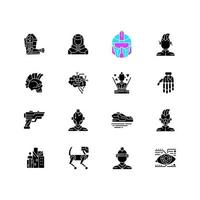 icônes de glyphe noir cyberpunk sur un espace blanc vecteur