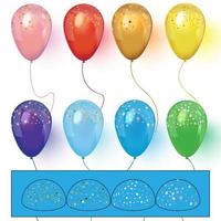 ballons colorés réalistes avec vecteur réaliste de confettis