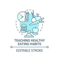 enseignement de l'icône de concept d'habitudes alimentaires saines vecteur