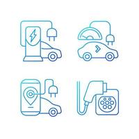 Jeu d'icônes vectorielles linéaires de gradient de charge de véhicule électrique vecteur