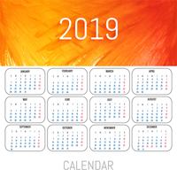 Modèle de calendrier coloré 2019 vecteur