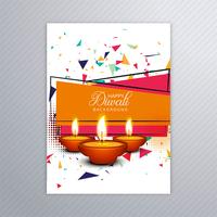 Modèle de vecteur de brochure de carte de voeux diwali élégant ornement