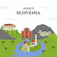 icône de voyage plat de vecteur en Slovénie