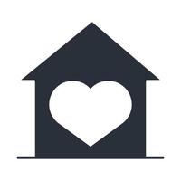 icône de jour de famille coeur amour maison dans le style de silhouette vecteur