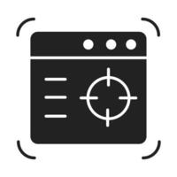 icône de style de silhouette cible de site Web de cybersécurité et d'information ou de protection de réseau vecteur