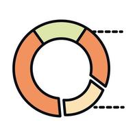 ligne d'analyse de diagramme rond de science d'école d'enseignement des mathématiques et icône de style de remplissage vecteur