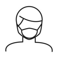 avatar de l'homme avec la conception de vecteur d'icône de style de ligne de masque