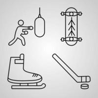 jeu d'icônes de ligne de sports et de jeux collection de symboles vectoriels dans un style de contour branché vecteur