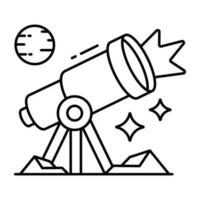 une icône d'outil de recherche spatiale, conception linéaire du télescope vecteur