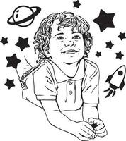 enfant parmi le étoiles vecteur