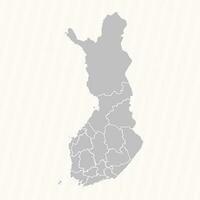 détaillé carte de Finlande avec États et villes vecteur