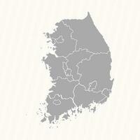 détaillé carte de Sud Corée avec États et villes vecteur