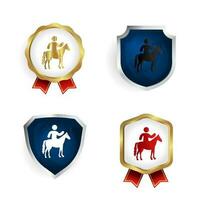 abstrait cheval équitation badge et étiquette collection vecteur