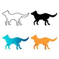 abstrait plat fonctionnement chien silhouette illustration vecteur