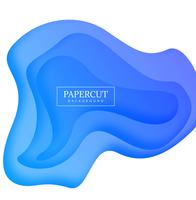 Papercut abstrait bleu coloré avec le vecteur de fond de vague