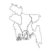 contour esquisser carte de bangladesh avec États et villes vecteur